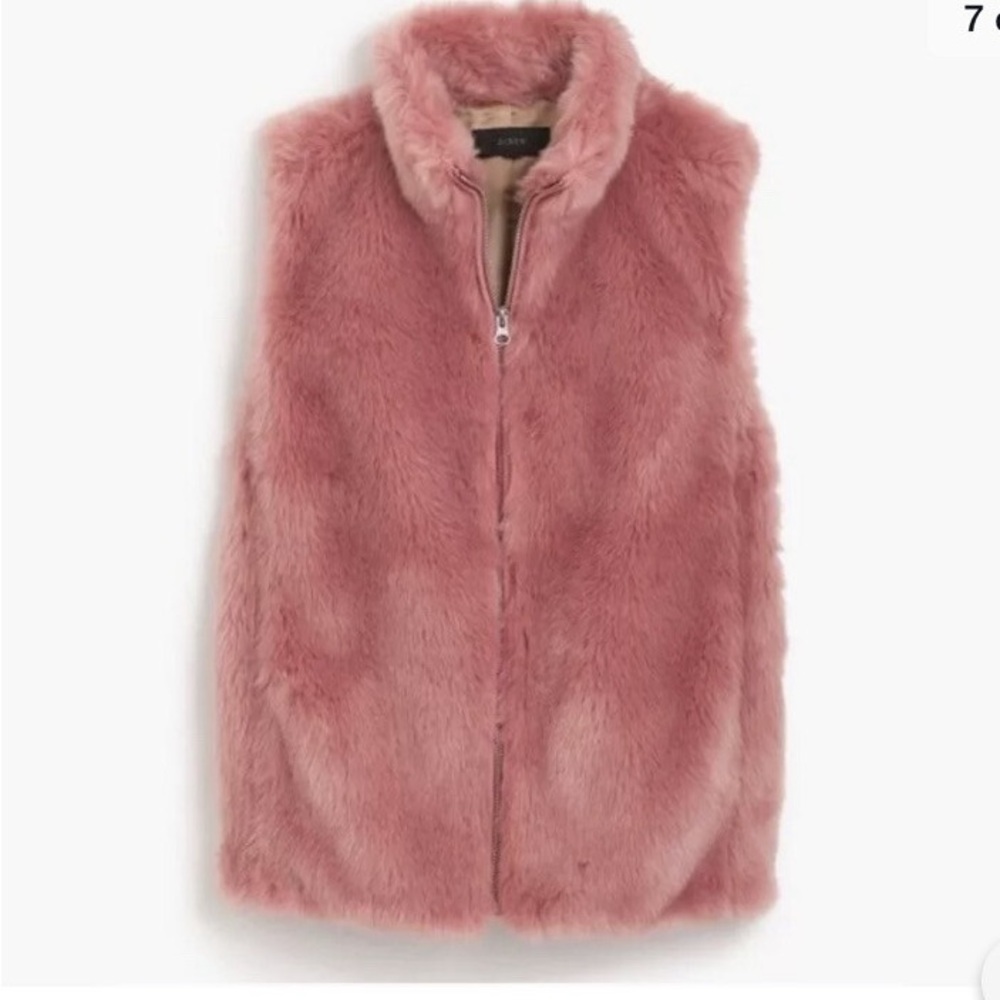 J. Crew Faux Fur Zip Vest Pockets
